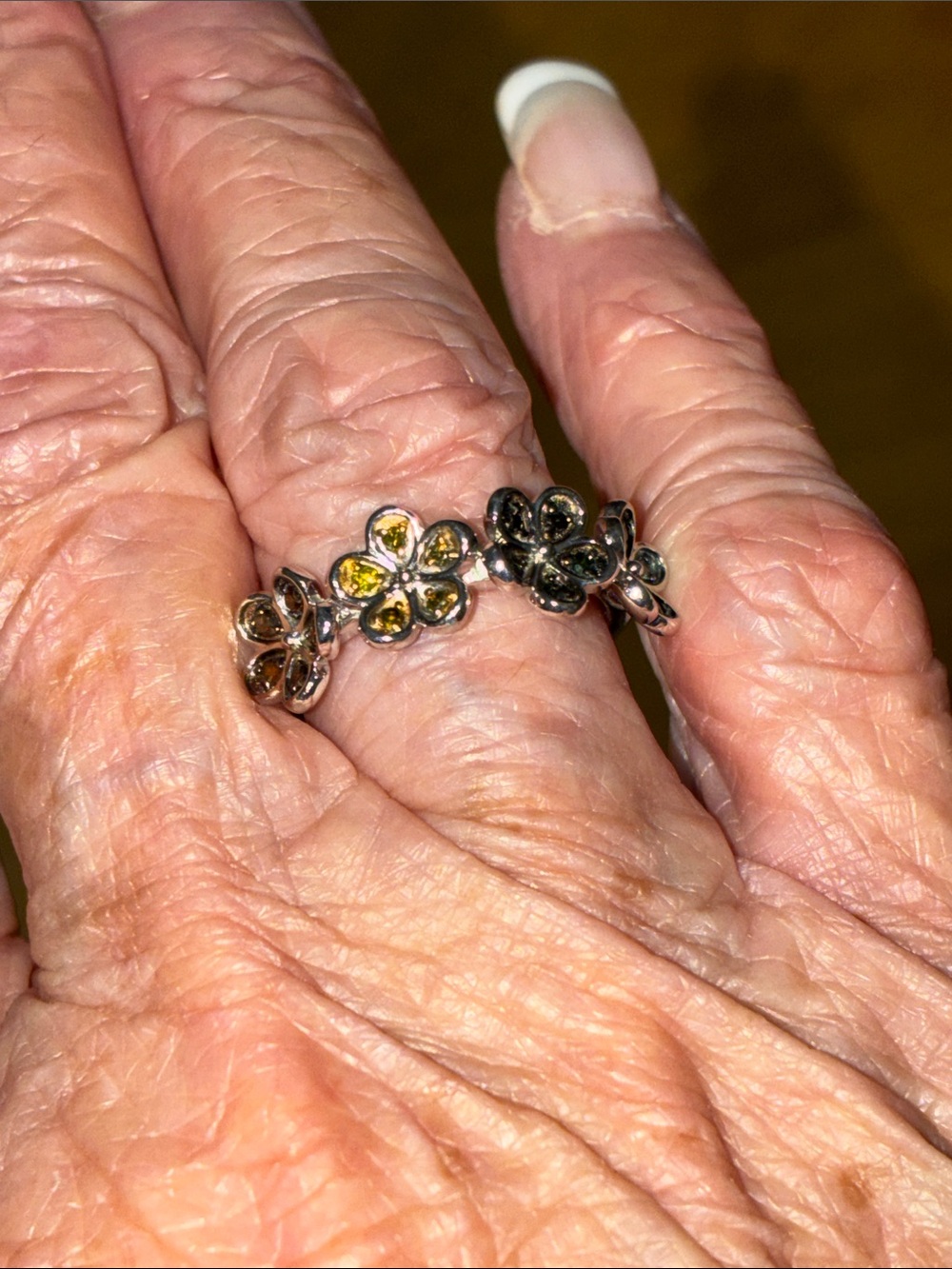 Diamond ring multicolored stones size 6